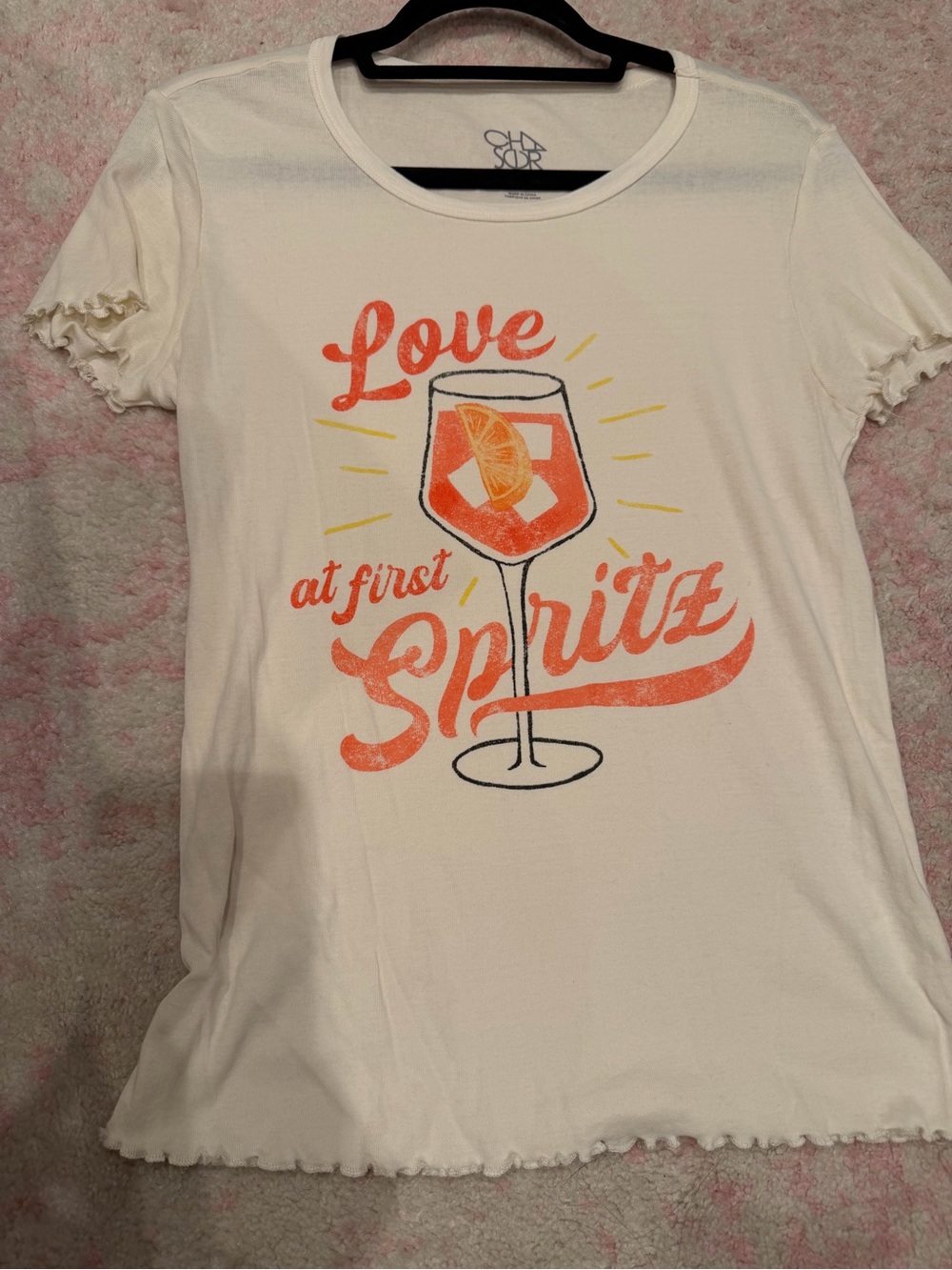 Chaser Love at First Spritz Ruffle Graphic Tee Starry White L